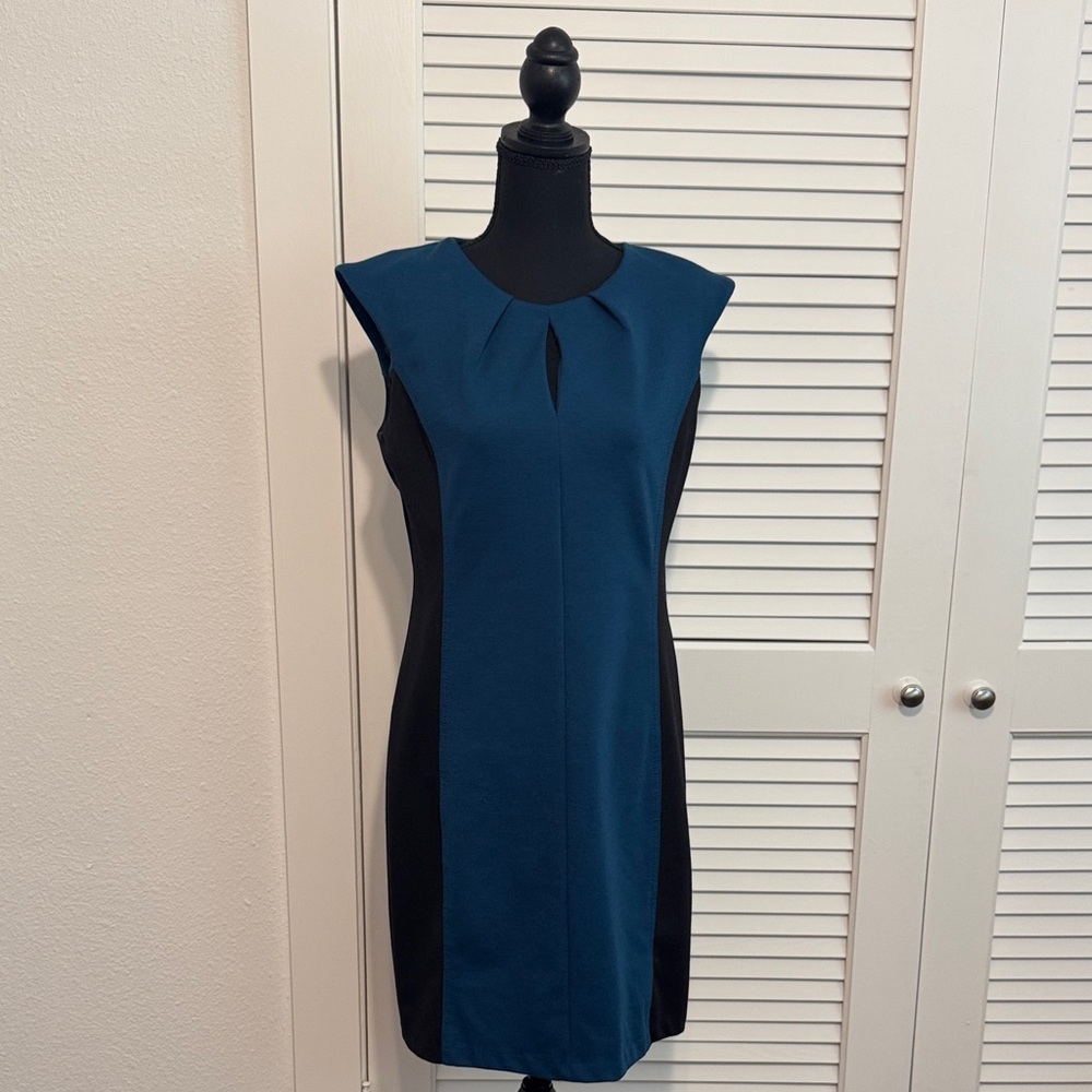 New York & Company Teal and Black Mini Dress